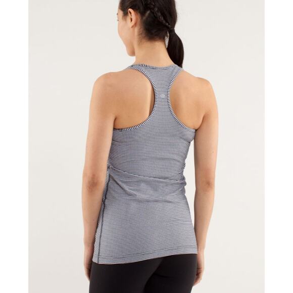 Lululemon Cool Racerback Tank Top Gingham Inkwell Womens Size 6 - Picture 3 of 7